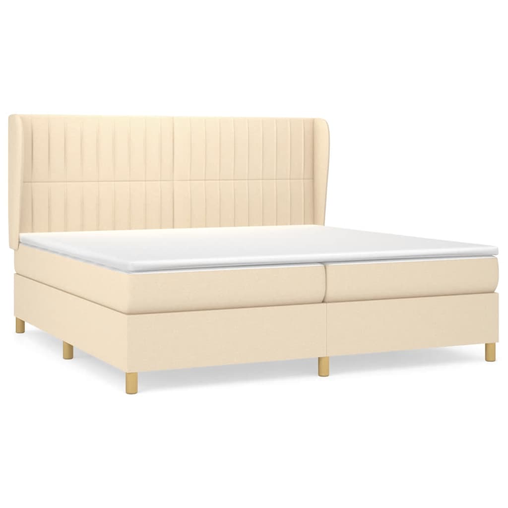 kontinentalseng med madras 200x200 cm stof cremefarvet
