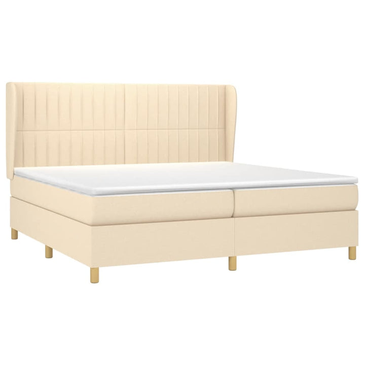 kontinentalseng med madras 200x200 cm stof cremefarvet