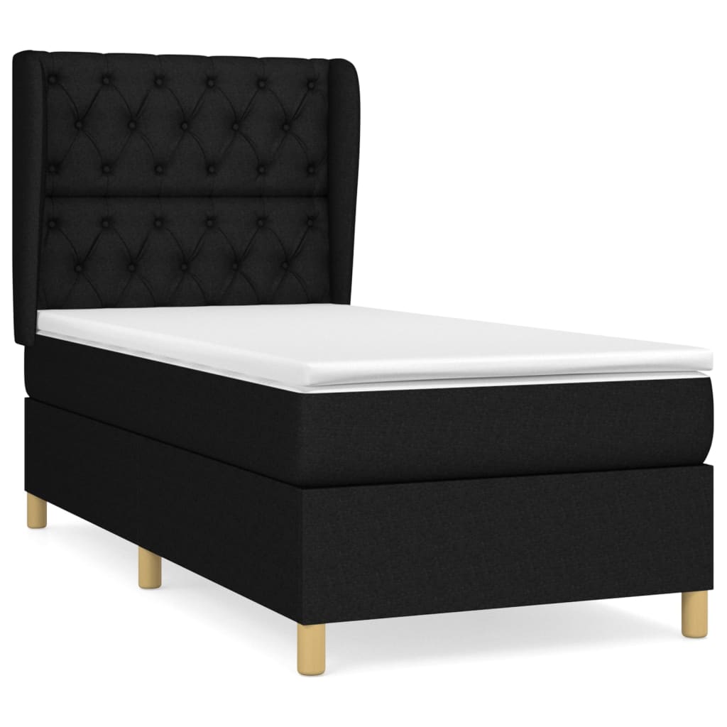 kontinentalseng med madras 80x200 cm stof sort