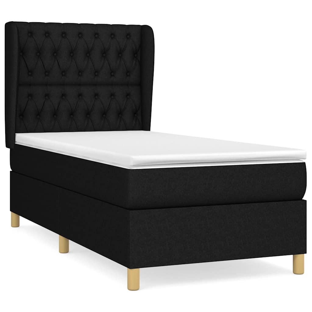 kontinentalseng med madras 90x200 cm stof sort