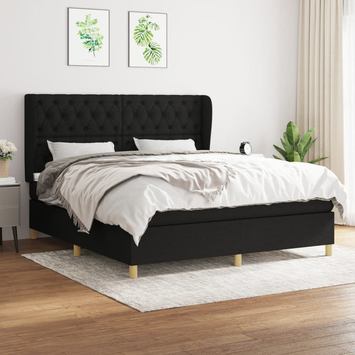 kontinentalseng med madras 160x200 cm stof sort