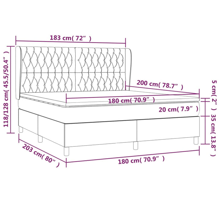 kontinentalseng med madras 180x200 cm stof cremefarvet