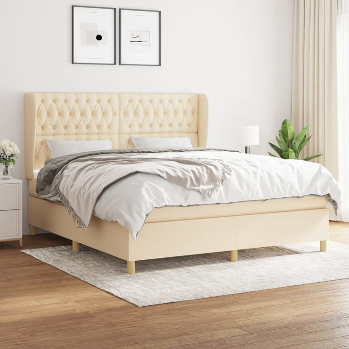 kontinentalseng med madras 180x200 cm stof cremefarvet