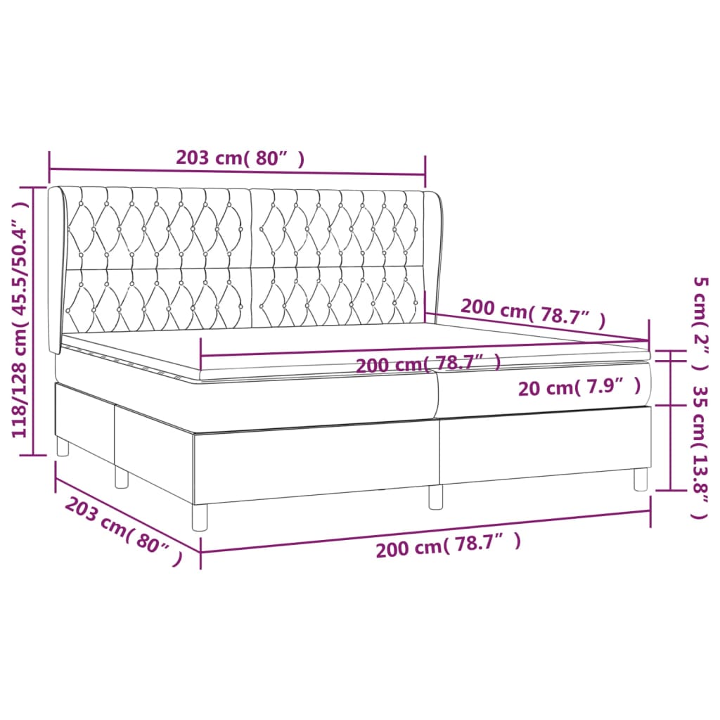 kontinentalseng med madras 200x200 cm stof cremefarvet
