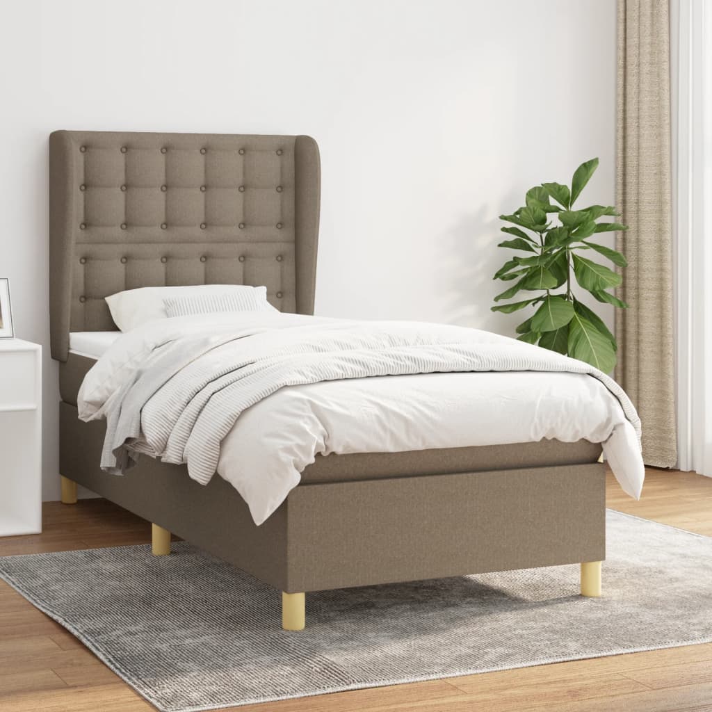 kontinentalseng med madras 80x200 cm stof gråbrun
