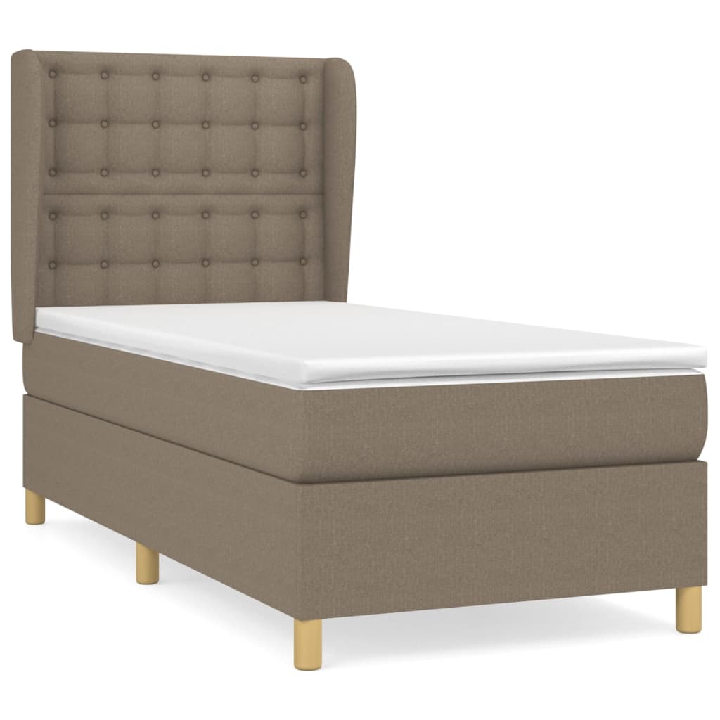 kontinentalseng med madras 90x190 cm stof gråbrun