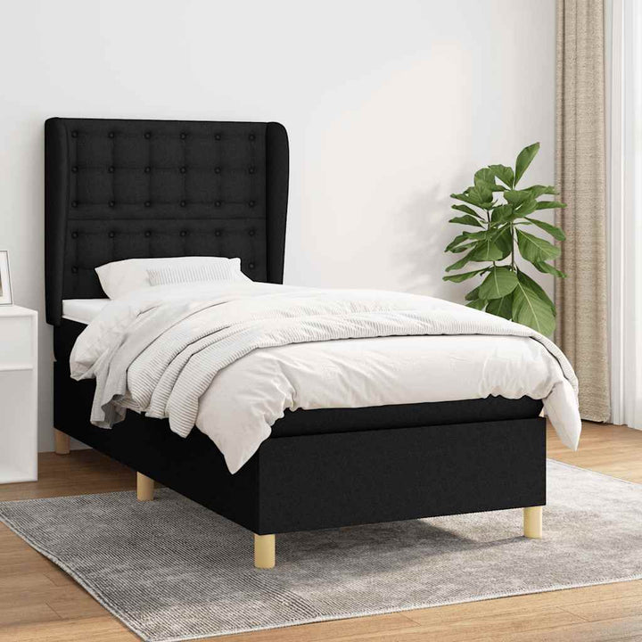kontinentalseng med madras 100x200 cm stof sort