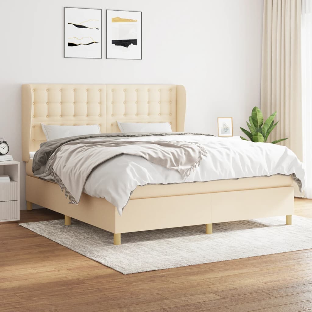 kontinentalseng med madras 180x200 cm stof cremefarvet
