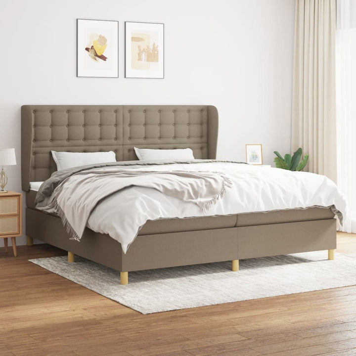 kontinentalseng med madras 200x200 cm stof gråbrun