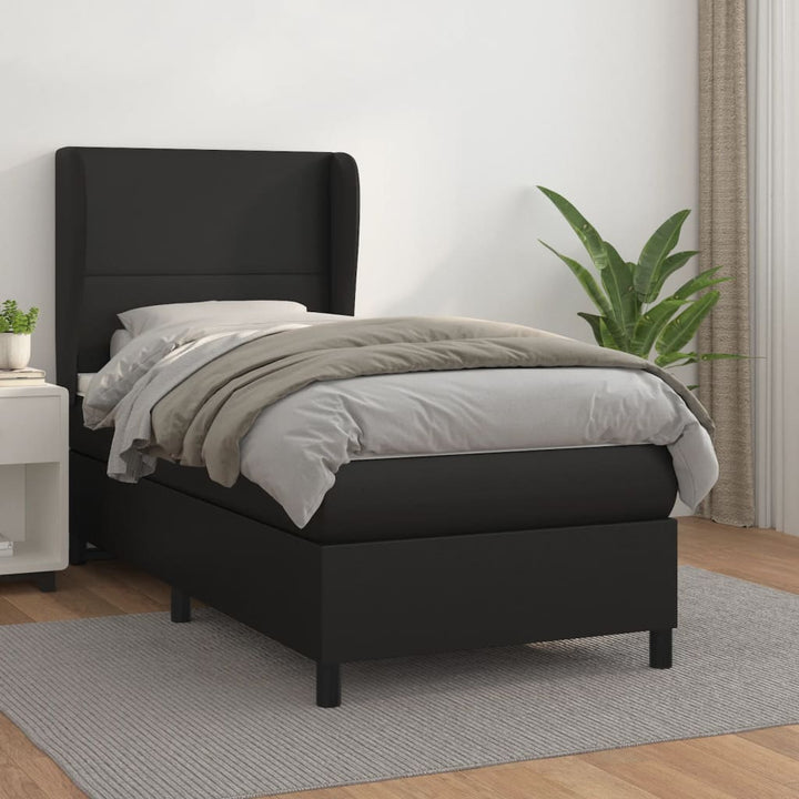 kontinentalseng med madras 90x190 cm kunstlæder sort