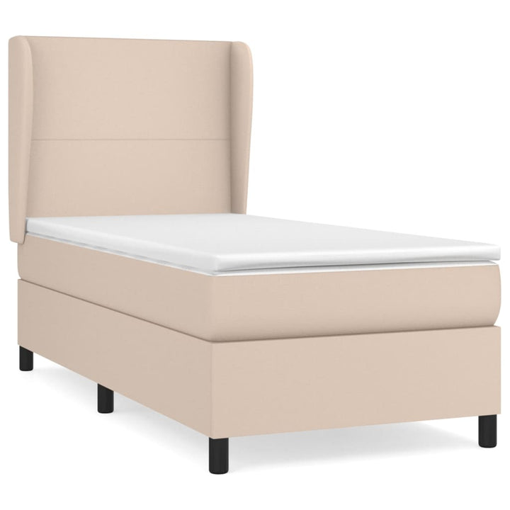 kontinentalseng 90x190 cm kunstlæder cappuccinofarvet