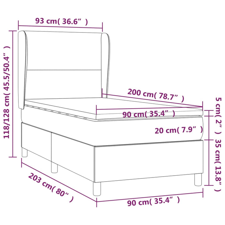kontinentalseng med madras 90x200 cm kunstlæder hvid