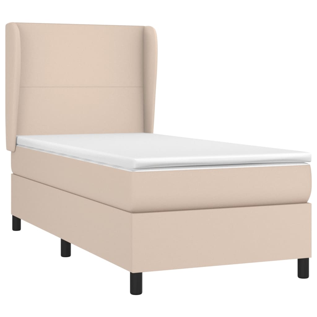 kontinentalseng 90x200 cm kunstlæder cappuccinofarvet
