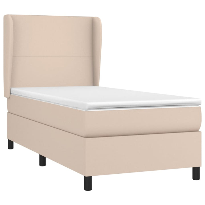 kontinentalseng 90x200 cm kunstlæder cappuccinofarvet