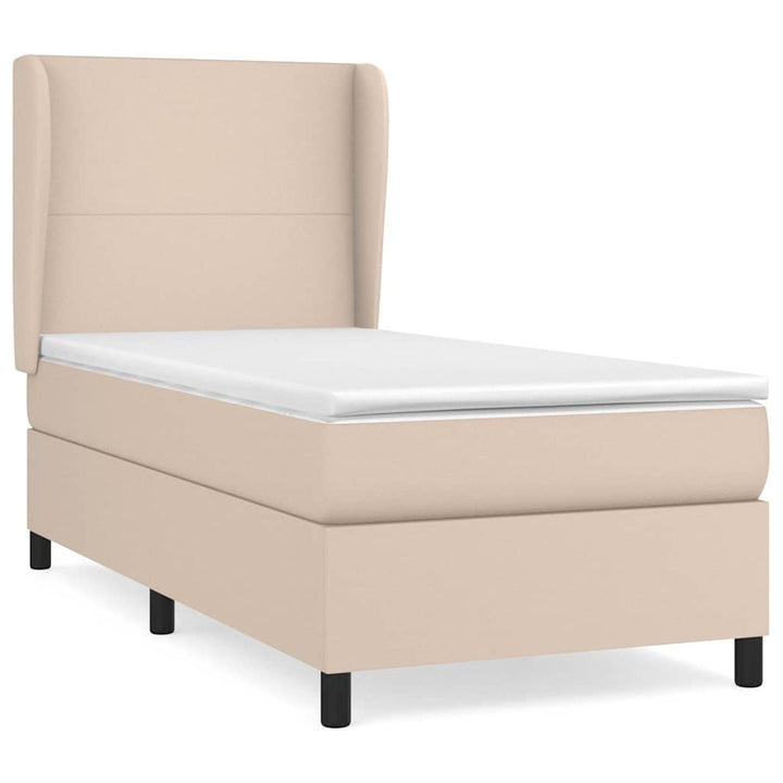 kontinentalseng 100x200 cm kunstlæder cappuccinofarvet