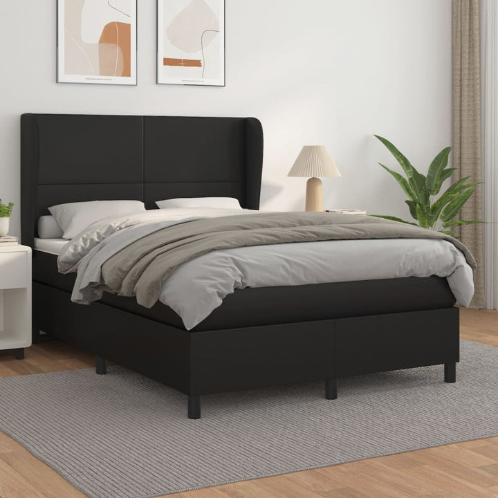 kontinentalseng med madras 140x190 cm kunstlæder sort