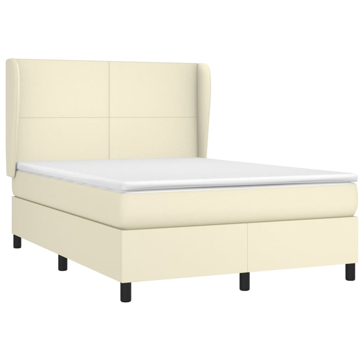 kontinentalseng med madras 140x190 cm kunstlæder cremefarvet