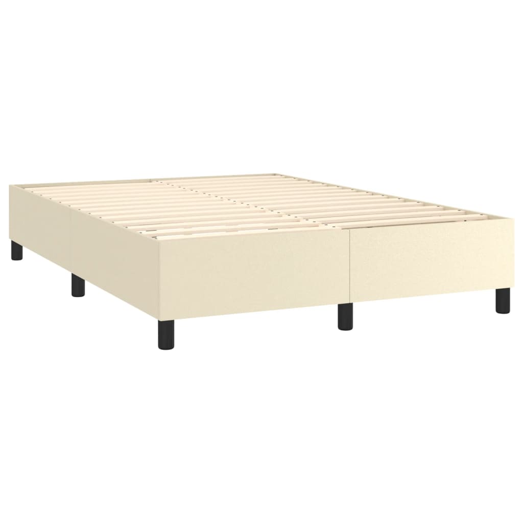 kontinentalseng med madras 140x190 cm kunstlæder cremefarvet