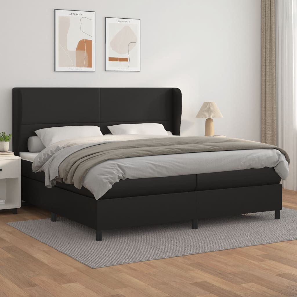 kontinentalseng med madras 200x200 cm kunstlæder sort