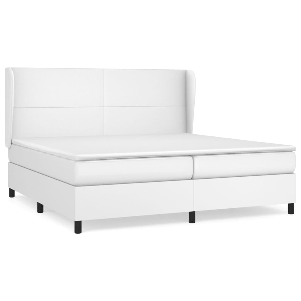 kontinentalseng med madras 200x200 cm kunstlæder hvid