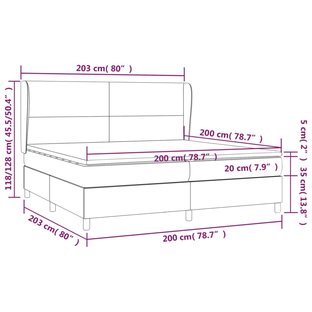 kontinentalseng med madras 200x200 cm kunstlæder cremefarvet