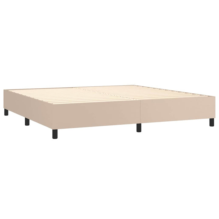kontinentalseng 200x200 cm kunstlæder cappuccinofarvet