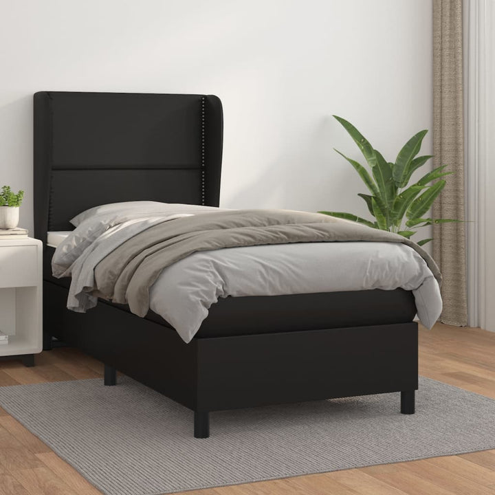 kontinentalseng med madras 90x190 cm kunstlæder sort