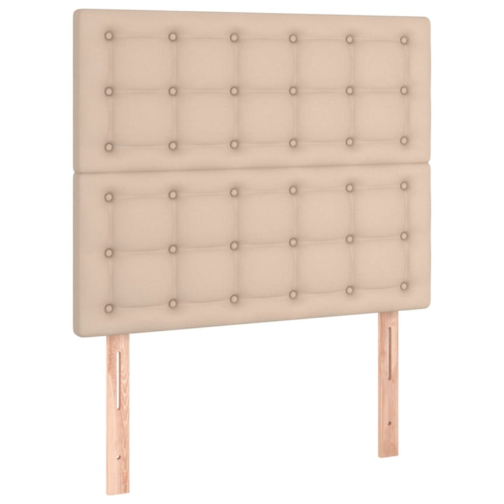 kontinentalseng 90x190 cm kunstlæder cappuccinofarvet