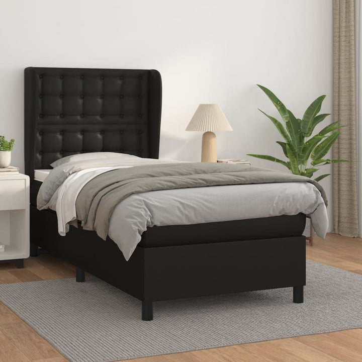 kontinentalseng med madras 100x200 cm kunstlæder sort