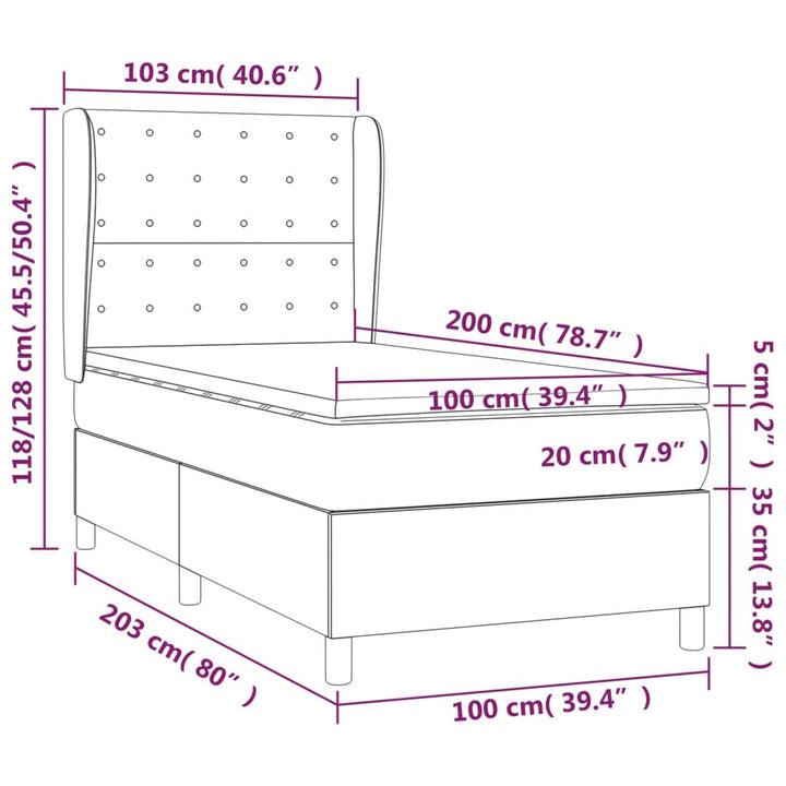 kontinentalseng med madras 100x200 cm kunstlæder hvid