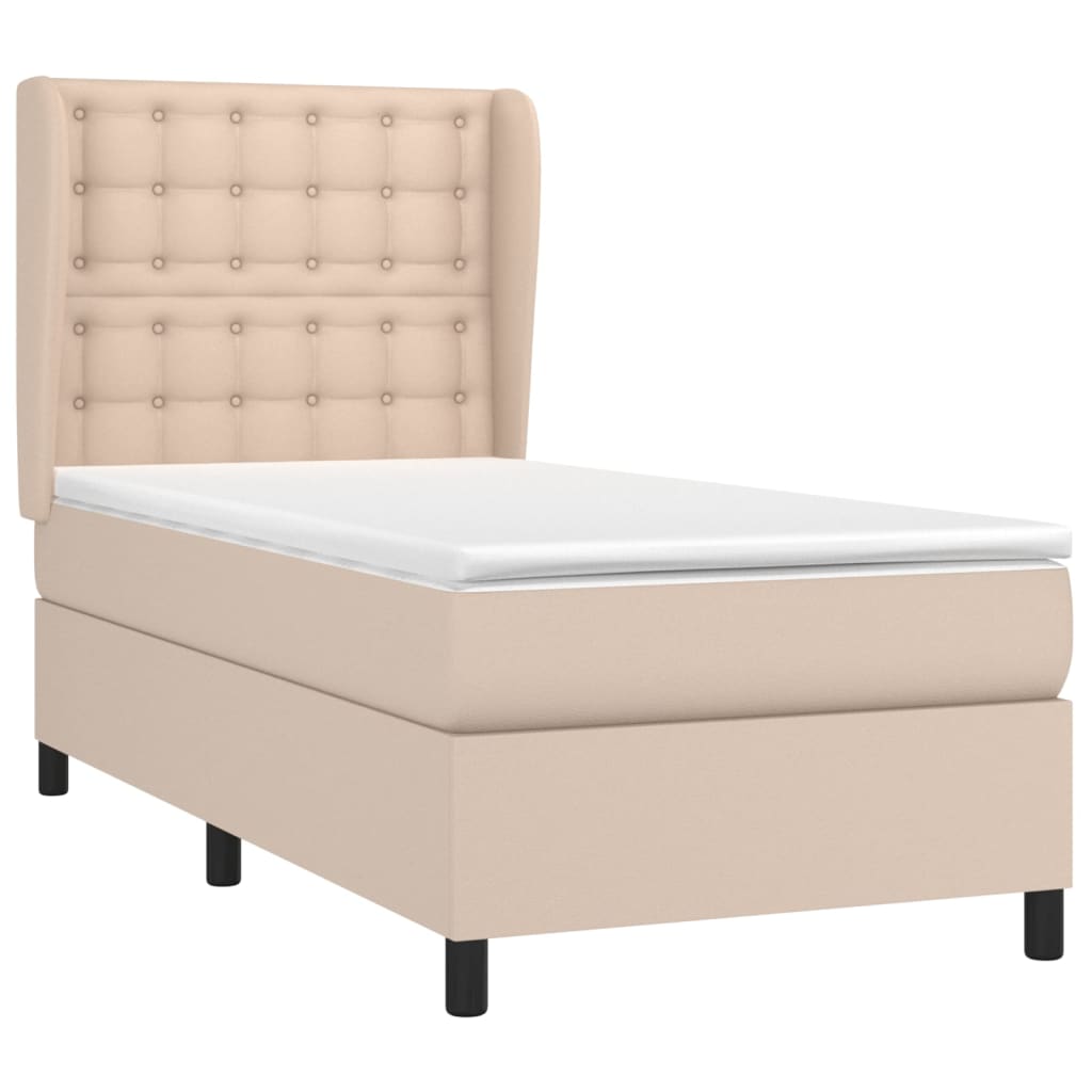 kontinentalseng 100x200 cm kunstlæder cappuccinofarvet