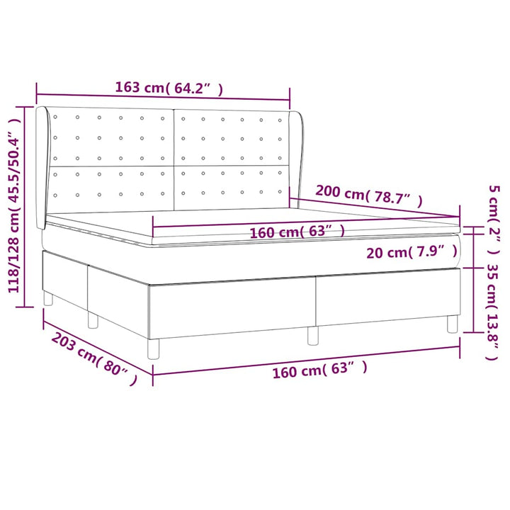kontinentalseng 160x200 cm kunstlæder cremefarvet