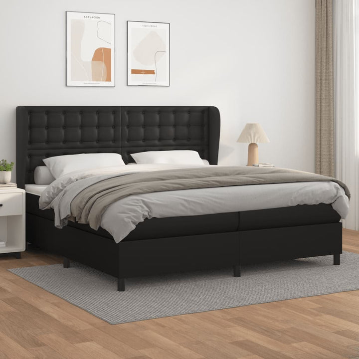 kontinentalseng med madras 200x200 cm kunstlæder sort