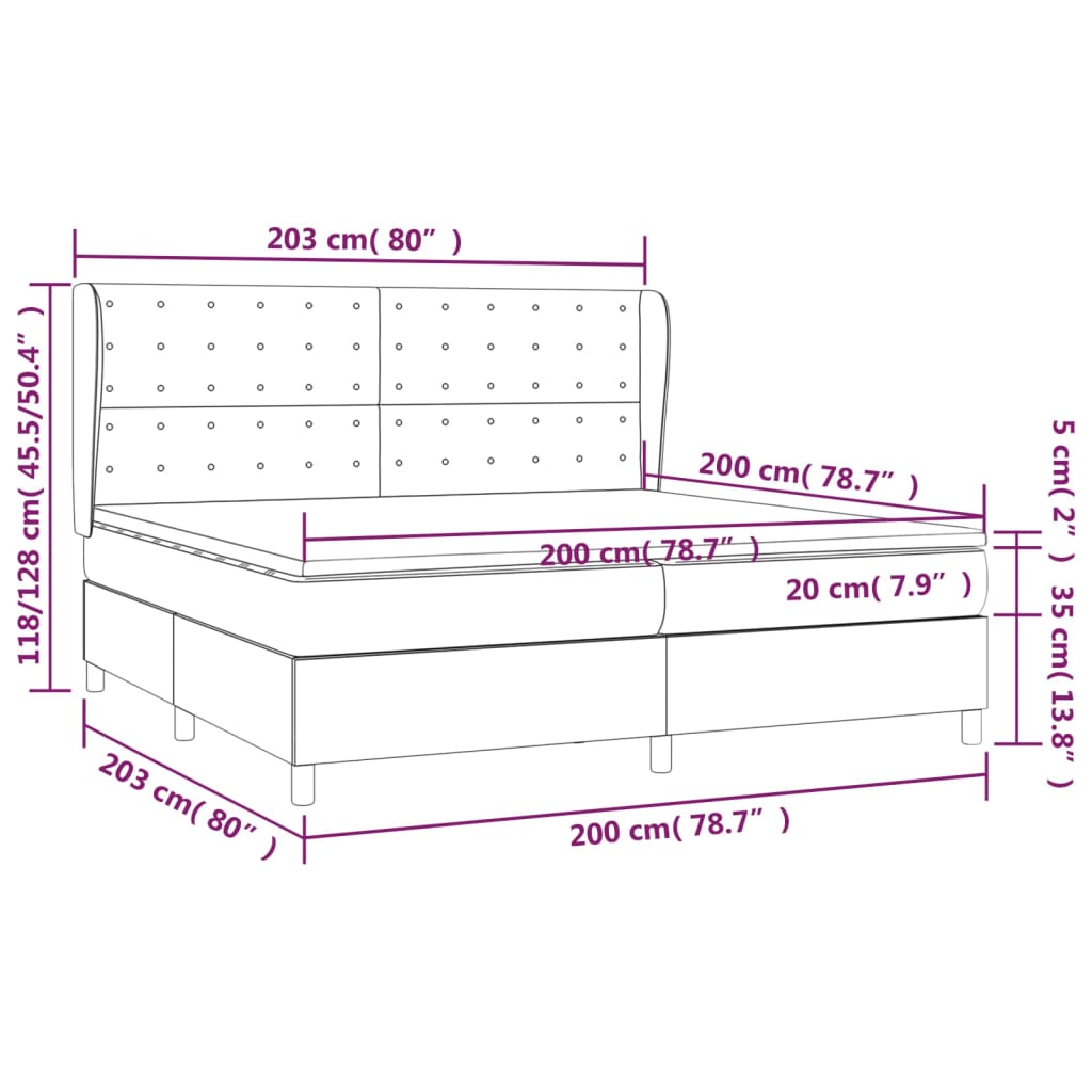 kontinentalseng med madras 200x200 cm kunstlæder cremefarvet