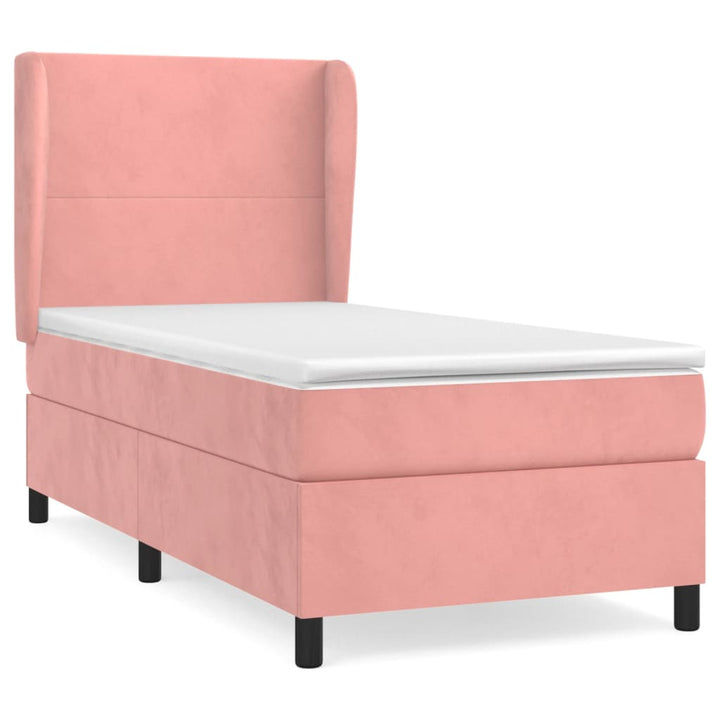 kontinentalseng med madras 90x190 cm fløjl pink