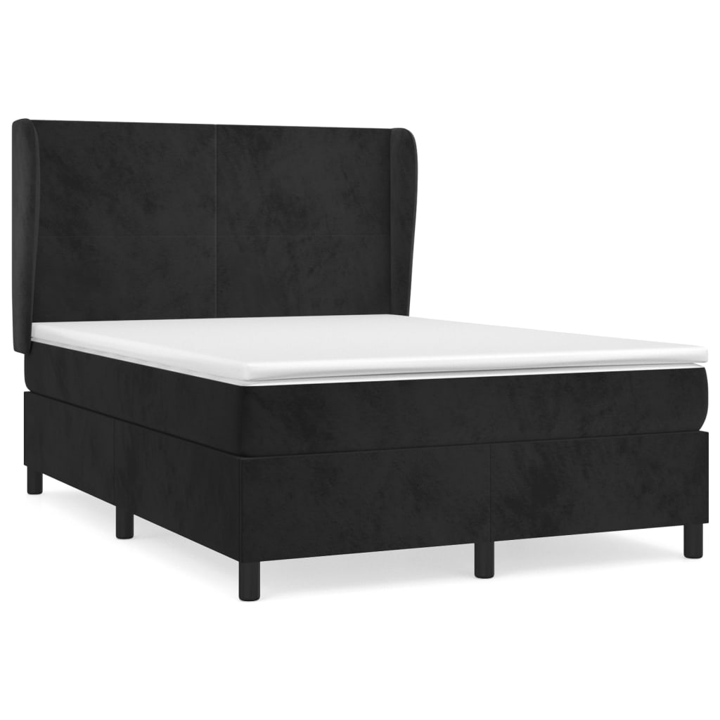 kontinentalseng med madras 140x200 cm fløjl sort