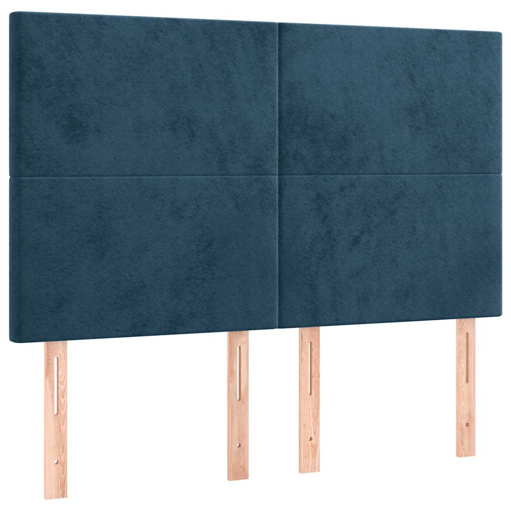 kontinentalseng med madras 140x200 cm fløjl mørkeblå