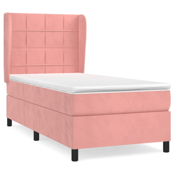 kontinentalseng med madras 90x190 cm fløjl pink