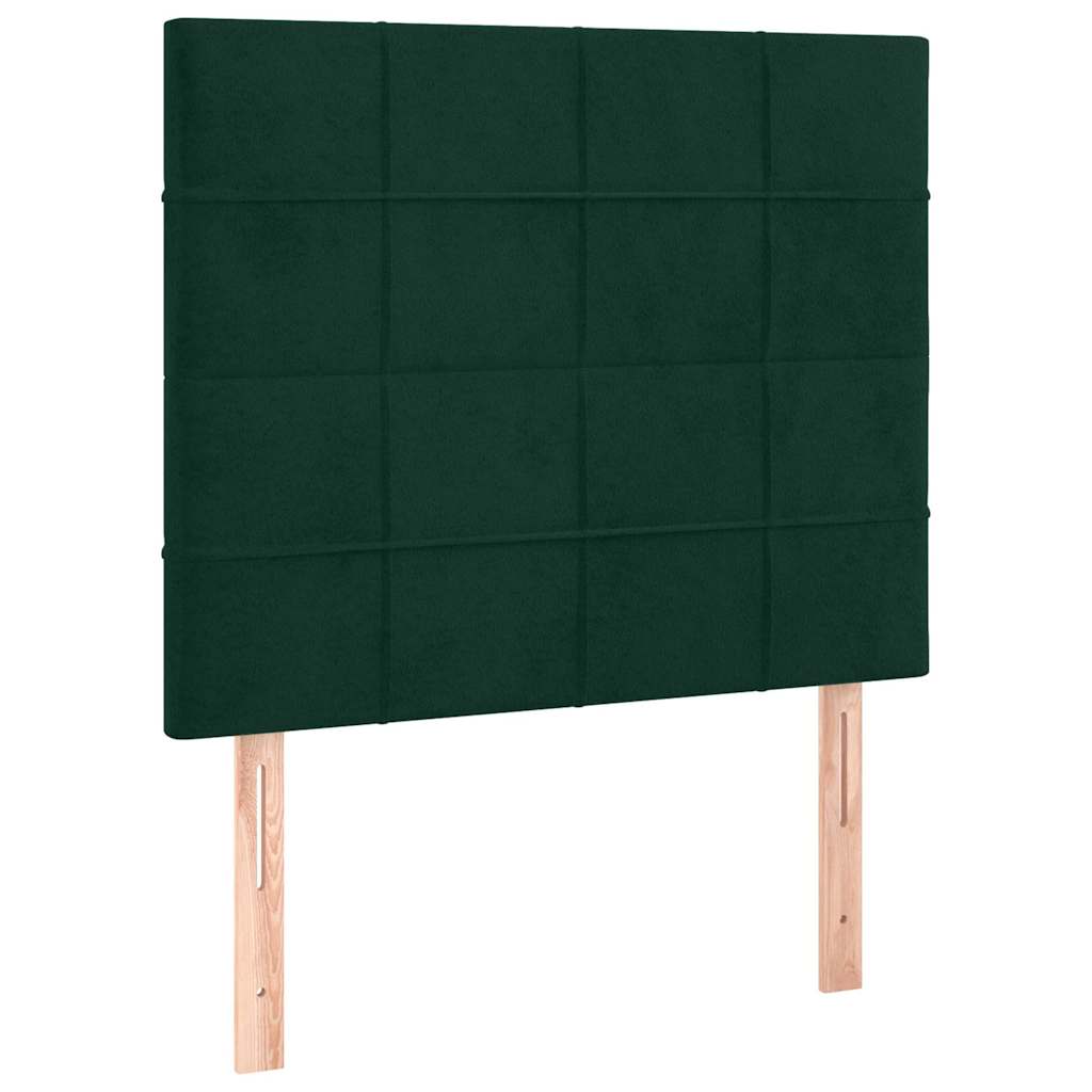 kontinentalseng med madras 100x200 cm fløjl mørkegrøn