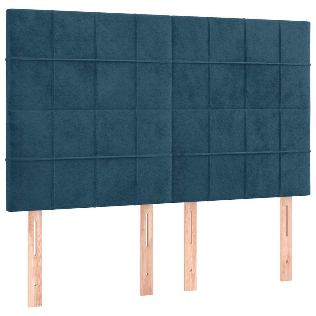 kontinentalseng med madras 140x190 cm fløjl mørkeblå