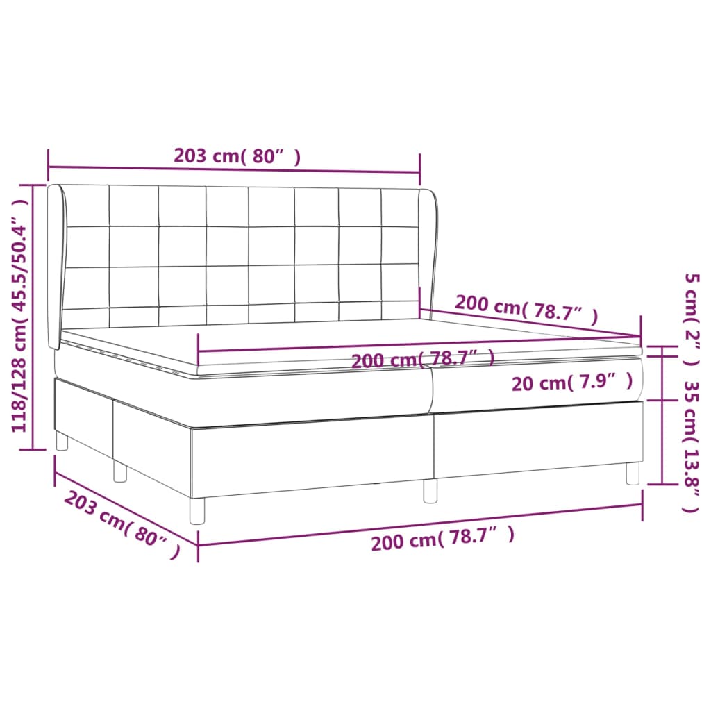 kontinentalseng med madras 200x200 cm fløjl lysegrå