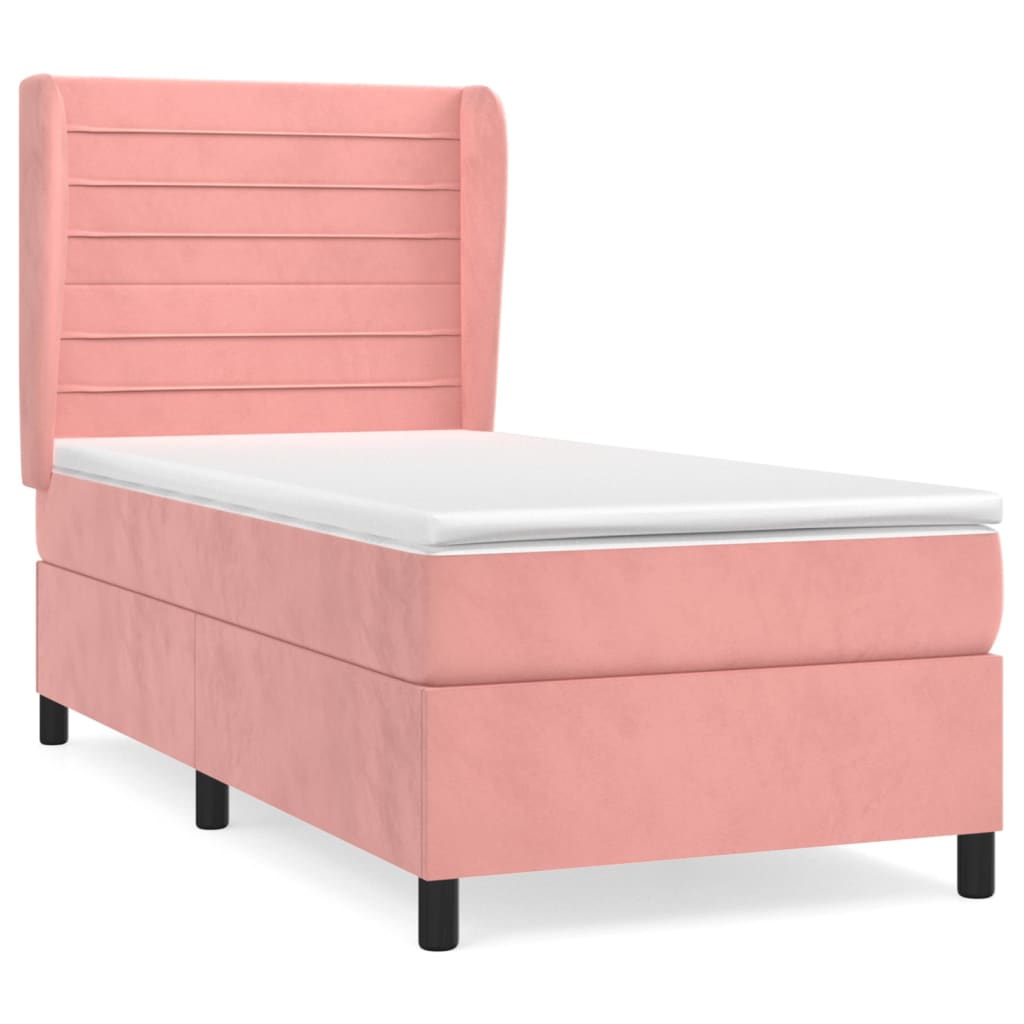 kontinentalseng med madras 90x190 cm fløjl pink