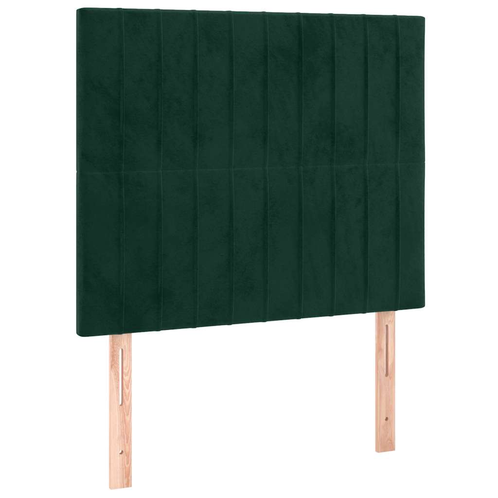 kontinentalseng med madras 100x200 cm fløjl mørkegrøn