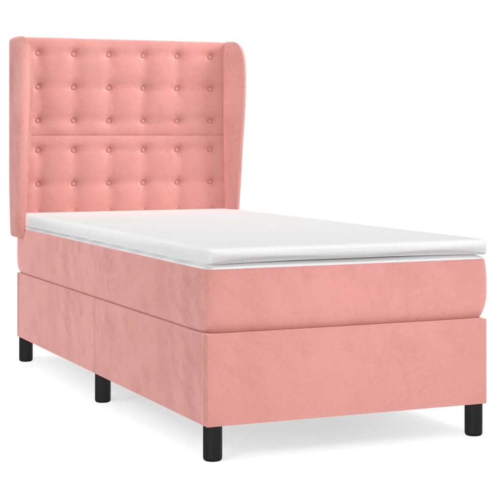 kontinentalseng med madras 90x190 cm fløjl pink