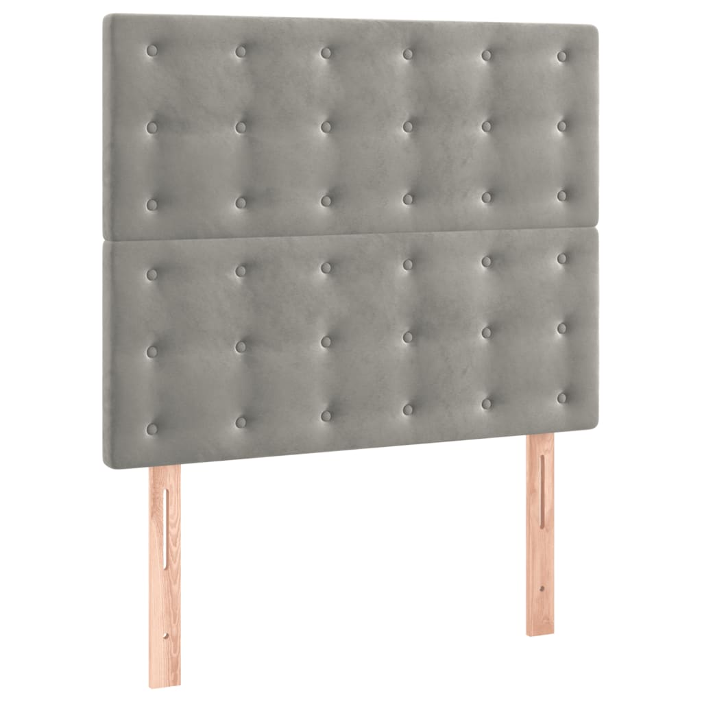 kontinentalseng med madras 90x200cm fløjl lysegrå