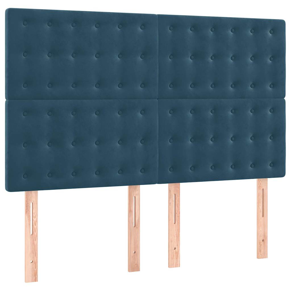 kontinentalseng med madras 140x190 cm fløjl mørkeblå