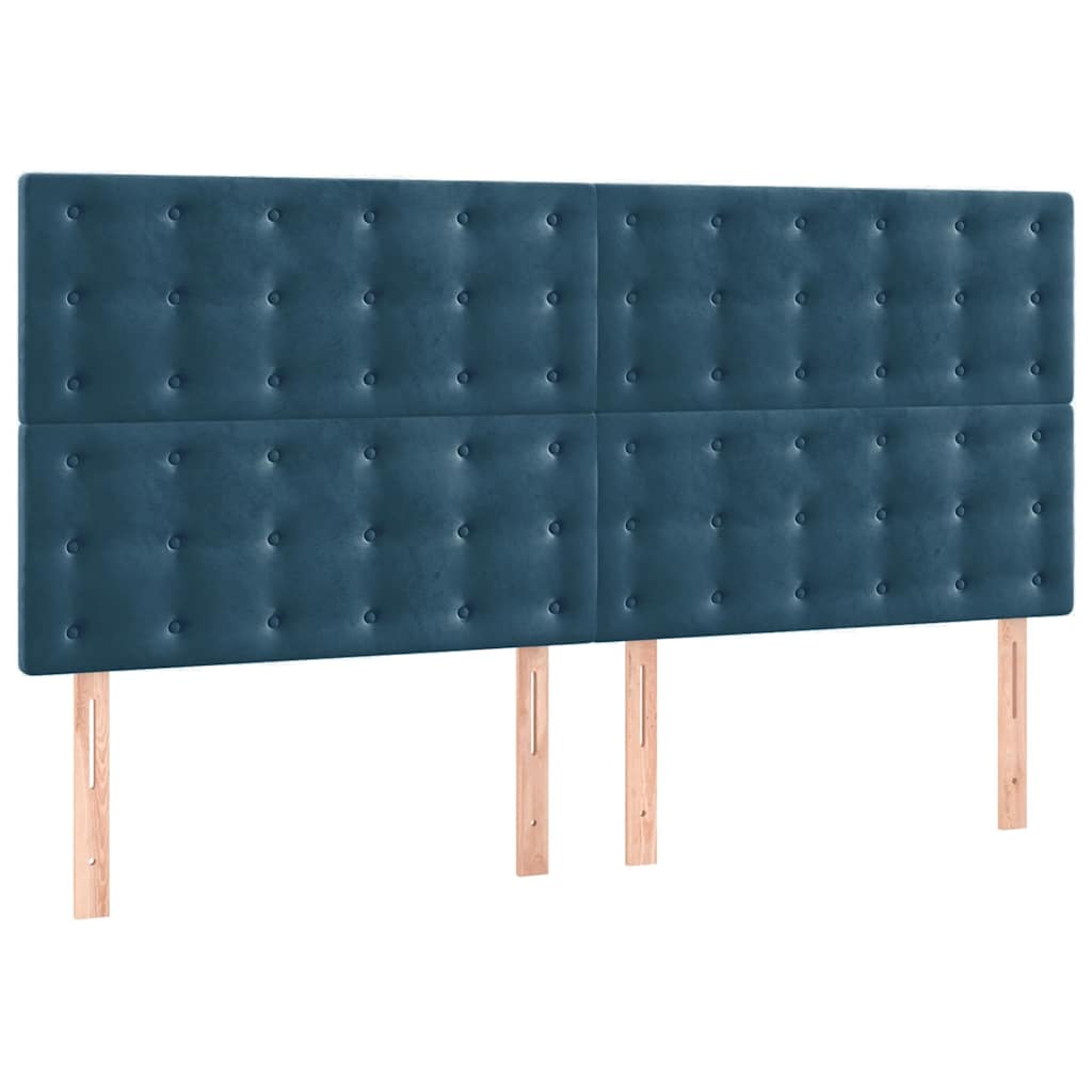 kontinentalseng med madras 160x200 cm fløjl mørkeblå