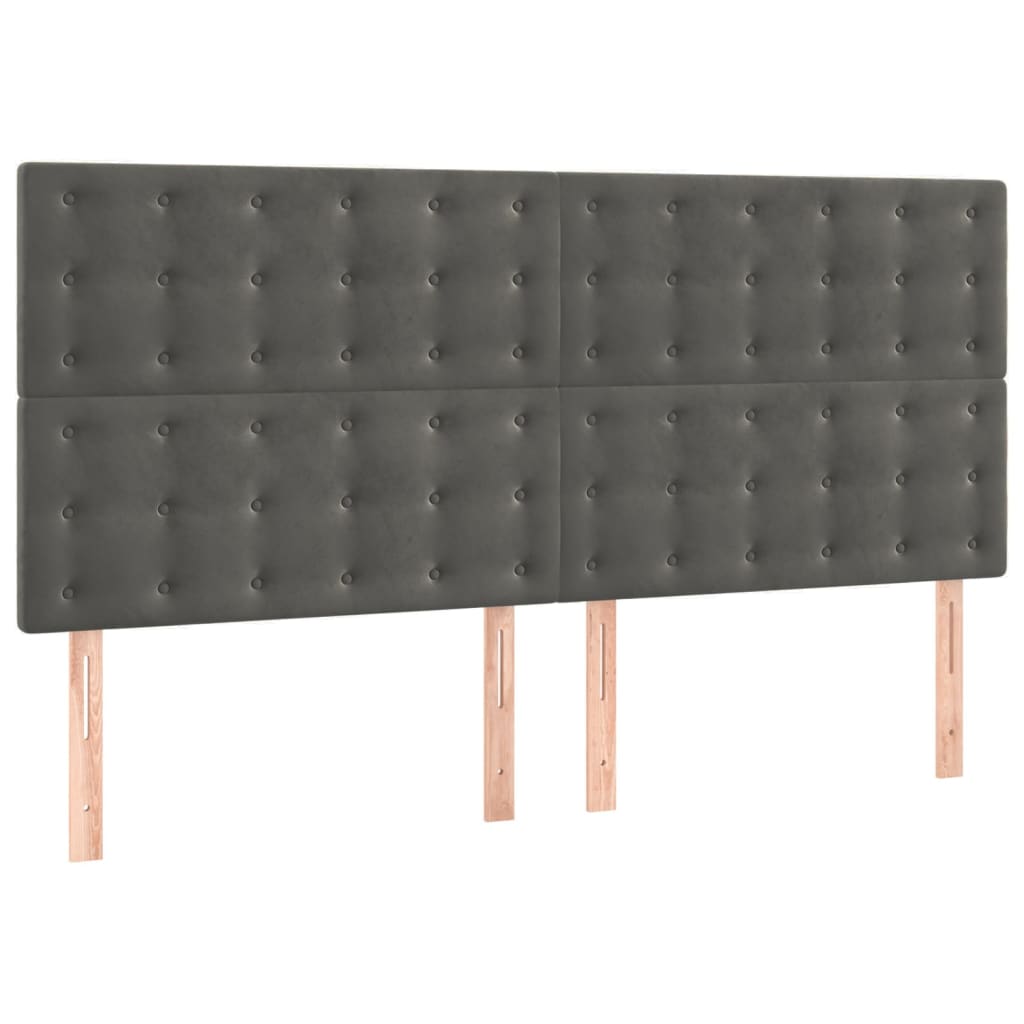 kontinentalseng med madras 200x200 cm fløjl mørkegrå