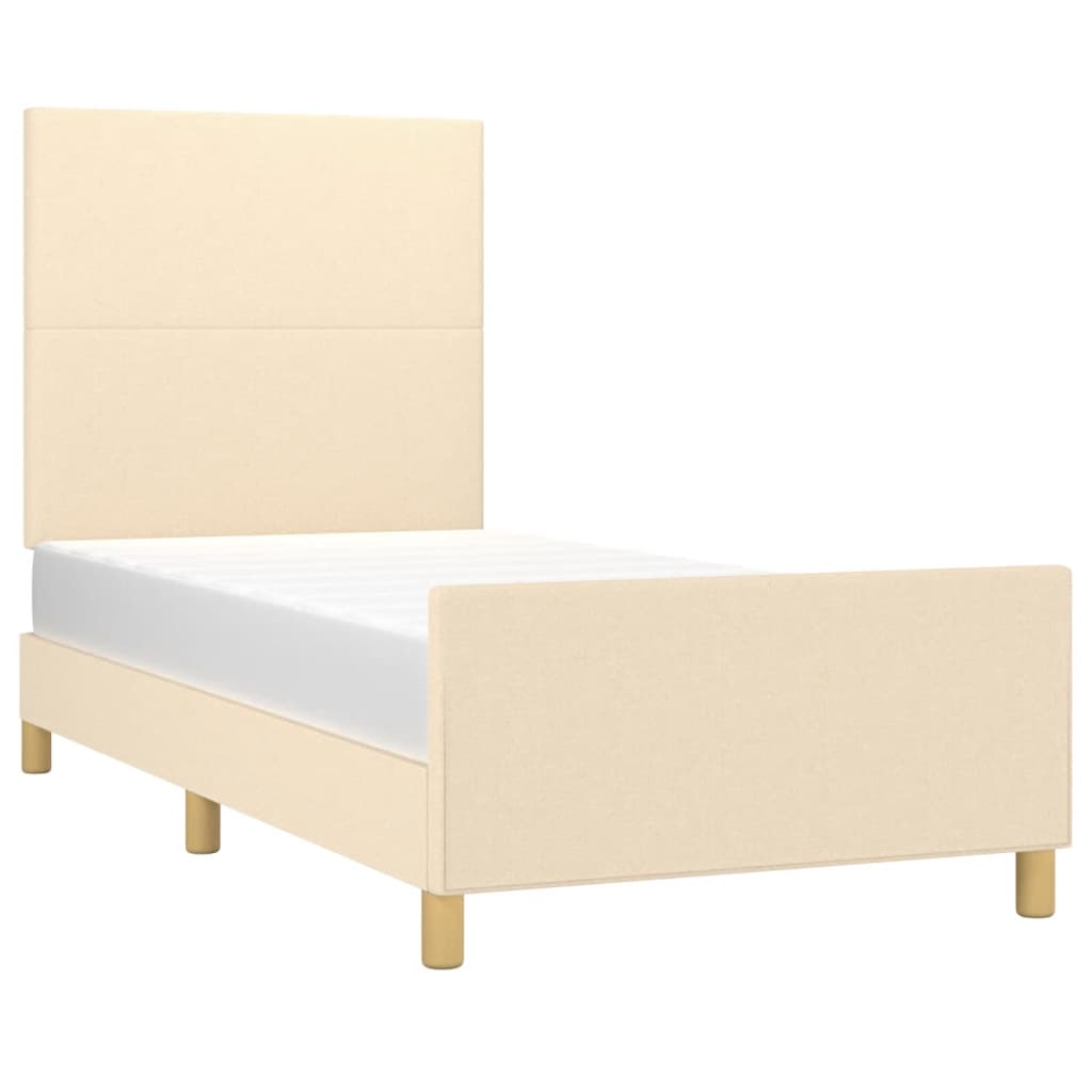 sengeramme uden madras 90x190 cm stof cremefarvet