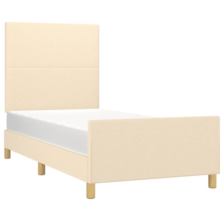 sengeramme uden madras 90x200 cm stof cremefarvet